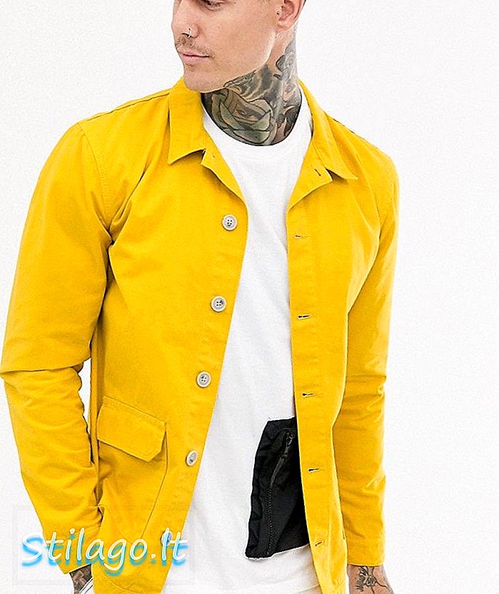 boohooMAN keprová bunda s dvojitými kapsami v hořčičně žluté