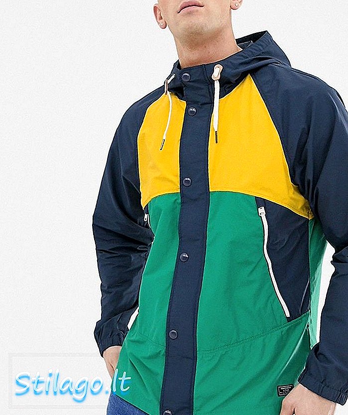 Abercrombie & Fitch ikon logo colourblock jaket jaket berkerudung di multi