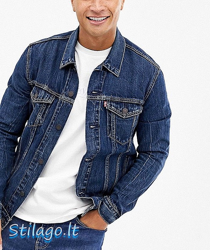 ז'קט הובלות ג'ינס מקוריות של לוי בגווני אמצע רחיץ-כחול