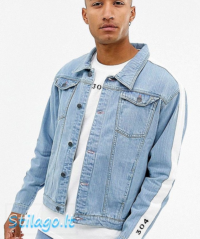 304 Apģērba džinsa jaka ar lenti-zilu