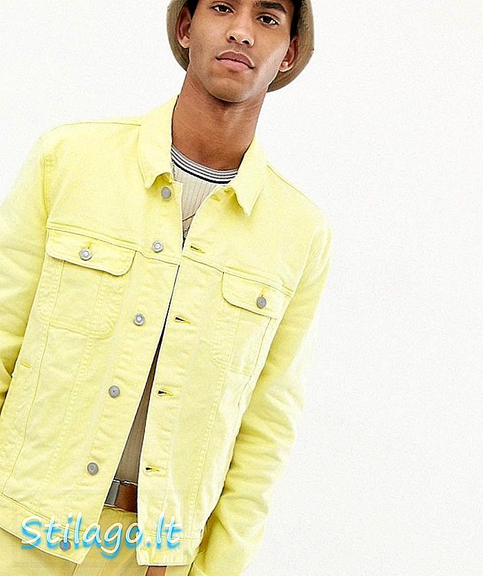 Желтая джинсовая куртка с цветочным принтом ASOS DESIGN