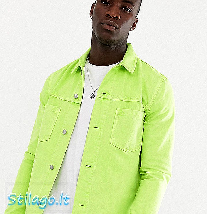 ASOS DESIGN gara fluro džinsa jaka zaļā krāsā