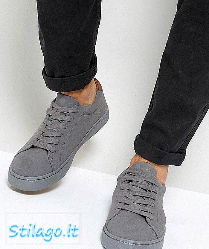 ASOS DESIGN обувки с дантели в сив истински велур