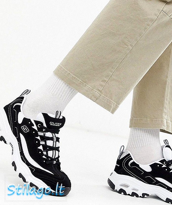 Zapatillas de deporte gruesas Skechers D'lites en blanco y negro