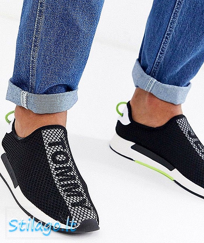 Sneaker calzino Tommy Jeans con logo in mesh nero