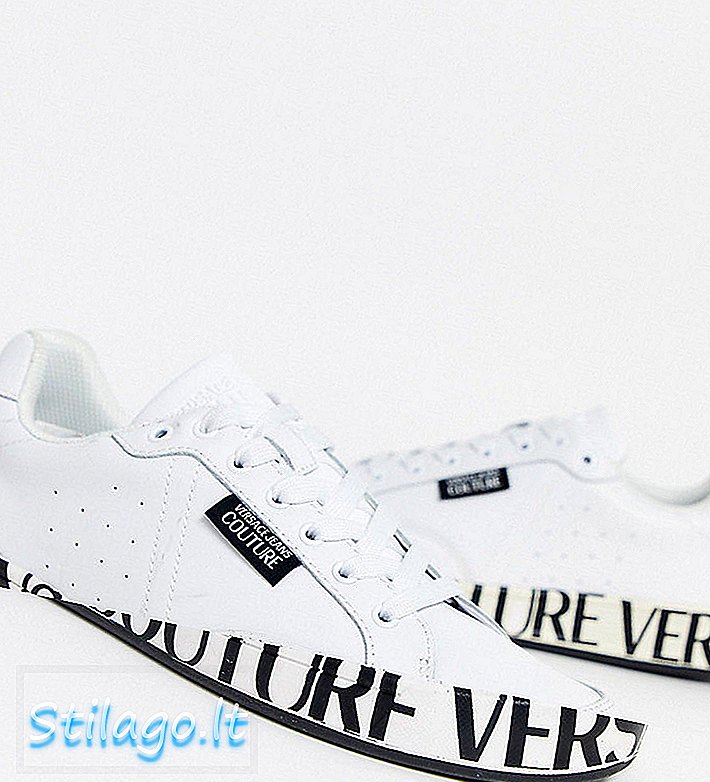 حذاء فيرساتشي جينز كوتور بشعار الماركة باللون الأبيض