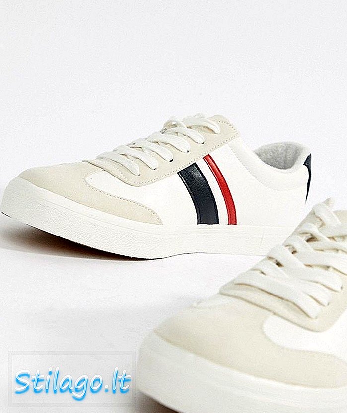 ASOS DESIGN retro buty w kolorze białym z granatowo-czerwonym paskiem