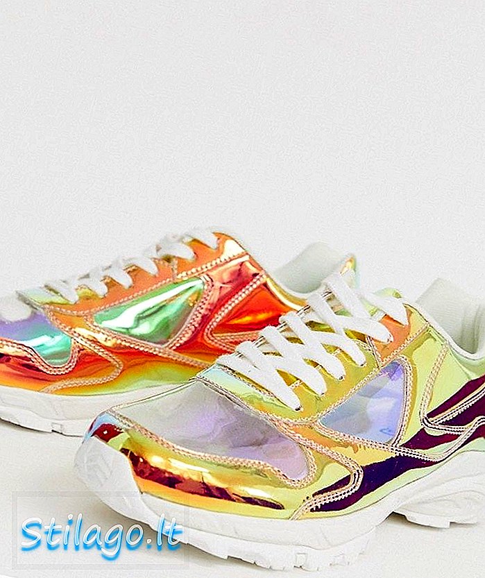 ASOS DESIGN - Sneakers larghe in iridescente con suola spessa-bianca