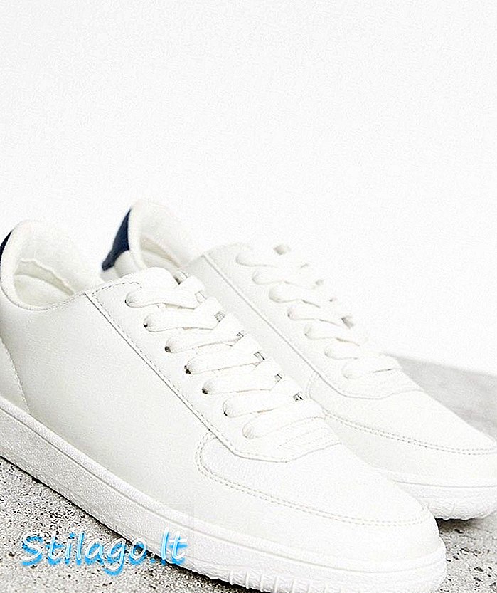 ASOS DESIGN - Sneakers bianche con linguetta sul tallone a contrasto