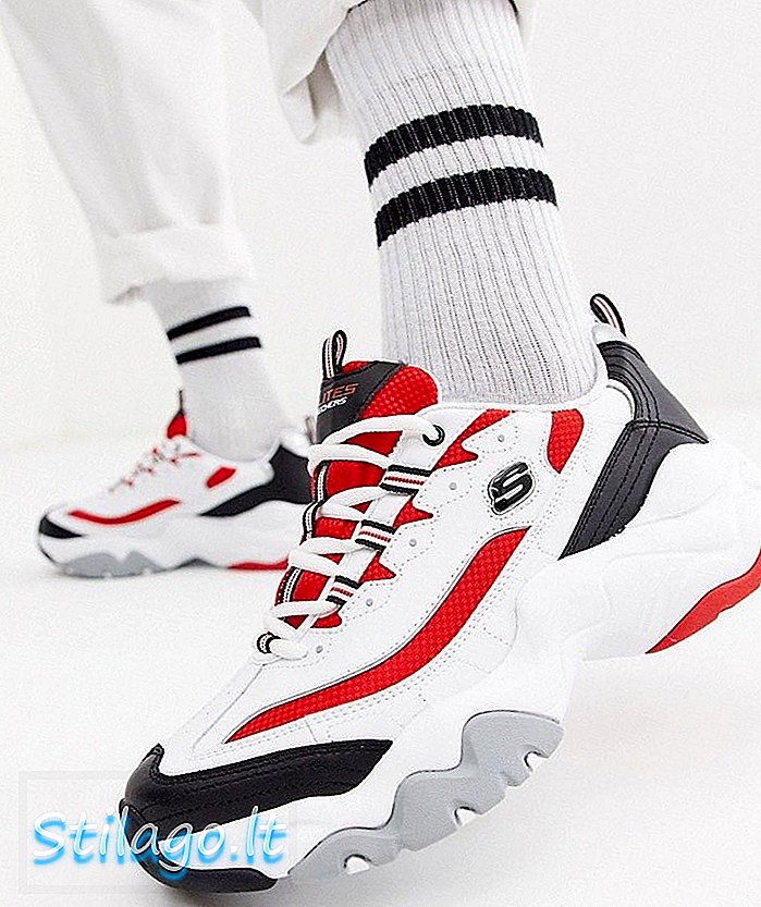 Skechers D'lites 3.0 masywne buty w kolorze czerwonym i białym