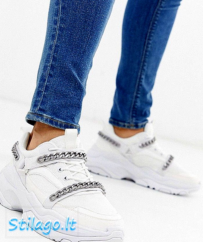 ASOS DESIGN - Witte sneakers met metalen kettingen