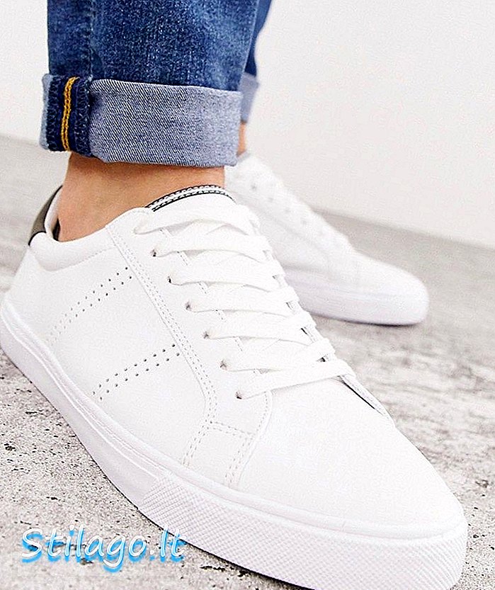 Sneaker Pull & Bear con dettagli kaki in bianco