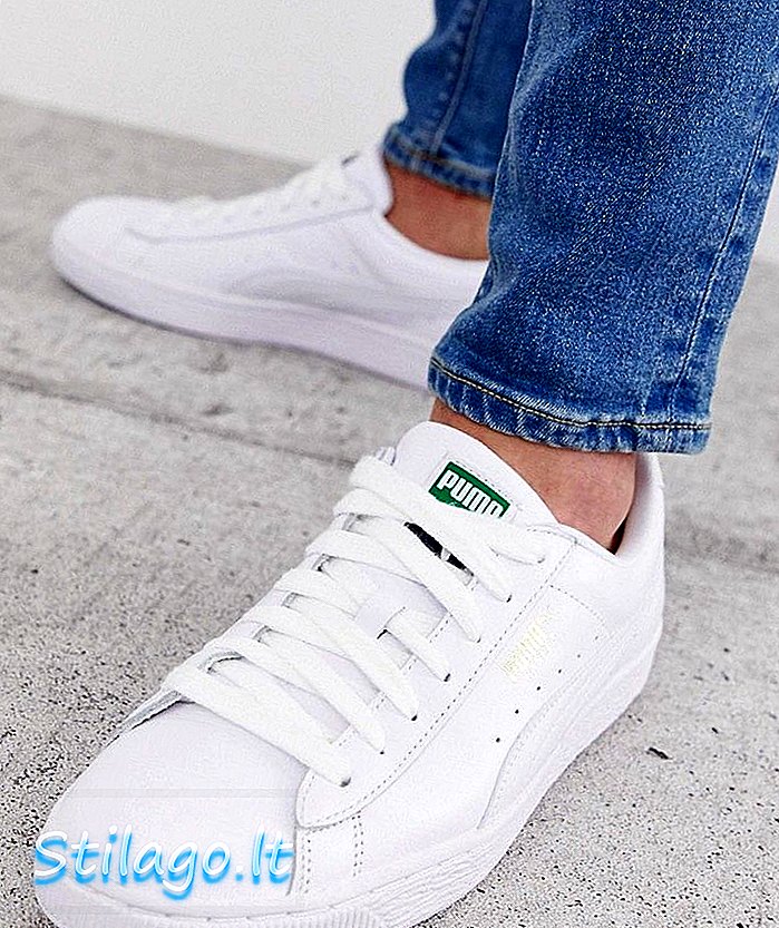 Puma Basket Classic εκπαιδευτές σε λευκό δέρμα