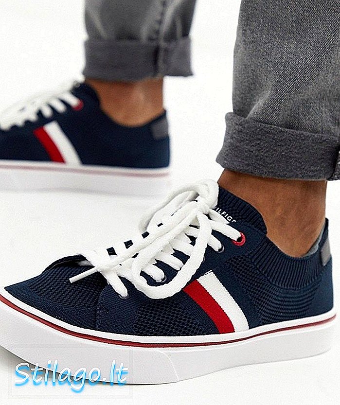 Baskets légères Tommy Hilfiger avec patte de talon à rayures et semelle contrastante en bleu marine