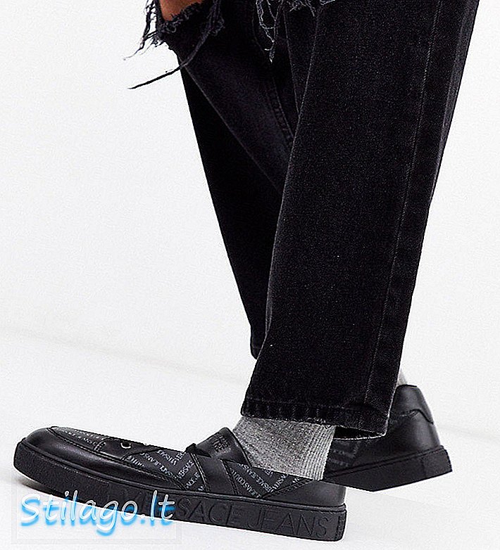 Siyah renkte logolu Versace Jeans Couture spor ayakkabı