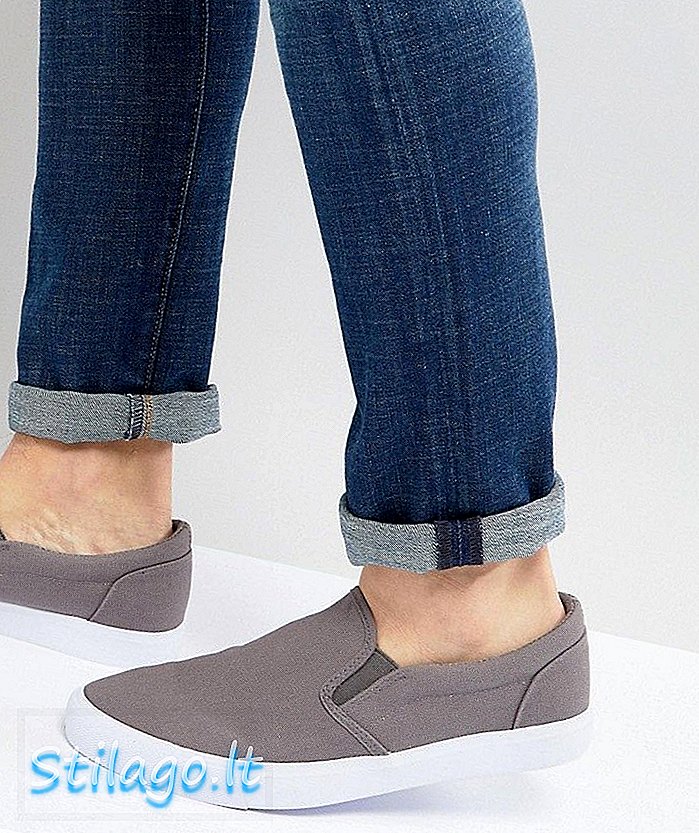 Zapatillas sin cordones de lona ancha con diseño gris de ASOS DESIGN