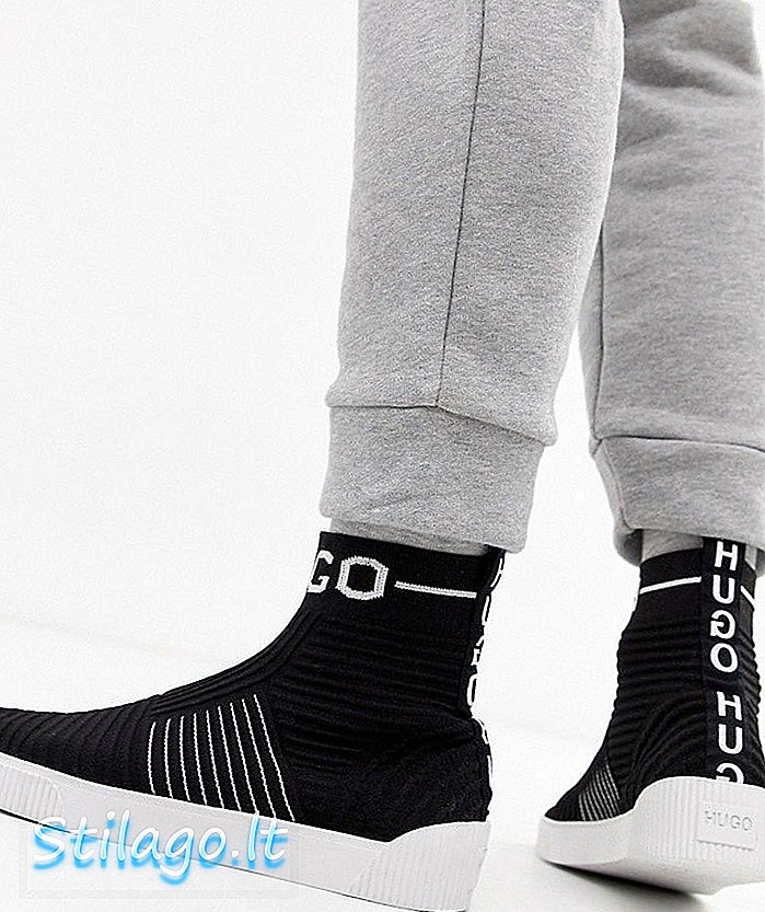 HUGO Zero pletene trenerke za nogavice v črni in beli barvi
