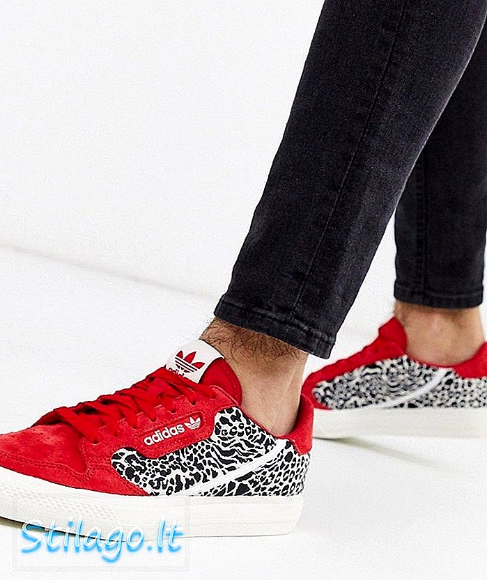 adidas Originals continental vulc în roșu cu imprimeu leopard