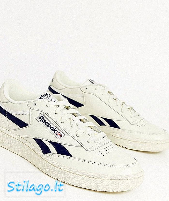 Reebok vingança mais tênis em branco com faixa azul marinho