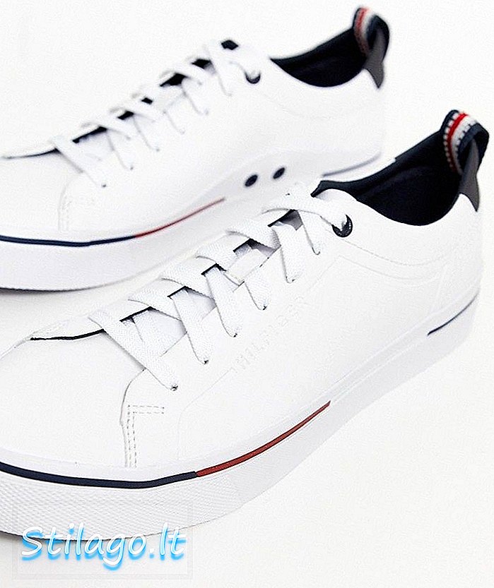 Korporacyjne buty sportowe z gumowanej skóry Tommy Hilfiger w kolorze białym
