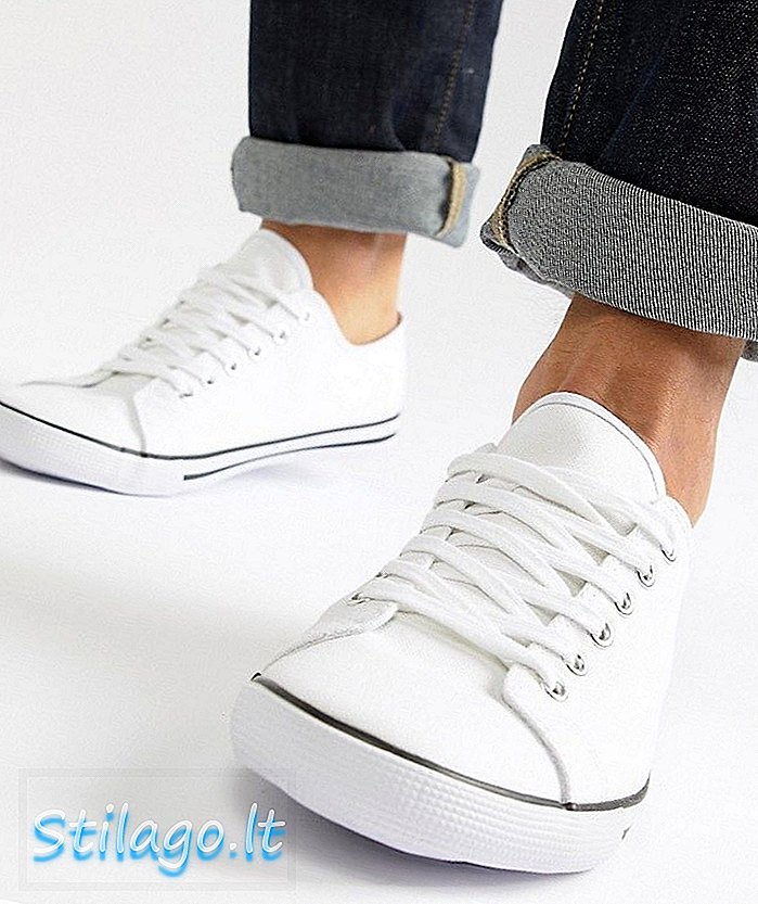 ASOS Wide Fit Lace Up Plimsolls в бяло