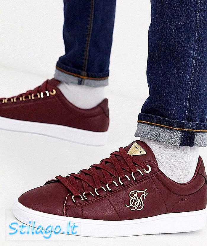 Sneaker SikSilk in bordeaux con logo dorato-rosso