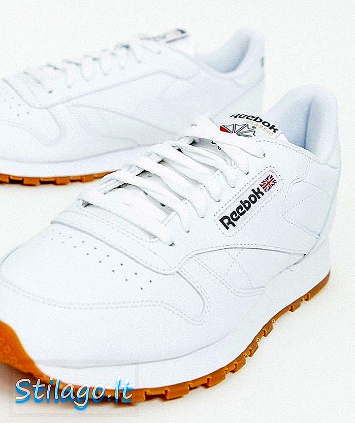 Pelatih kulit Reebok Classic berwarna putih