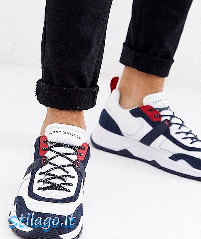 Sneaker Tommy Hilfiger bianco con pannelli blu / rosso