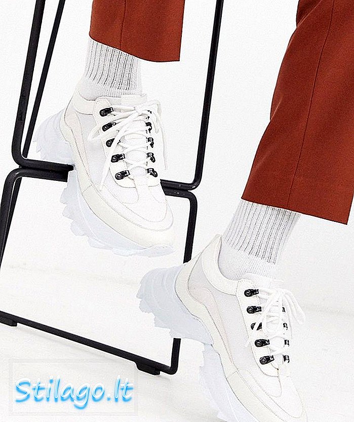 ASOS DESIGN - Sneakers van wit leer met dikke zool met profiel