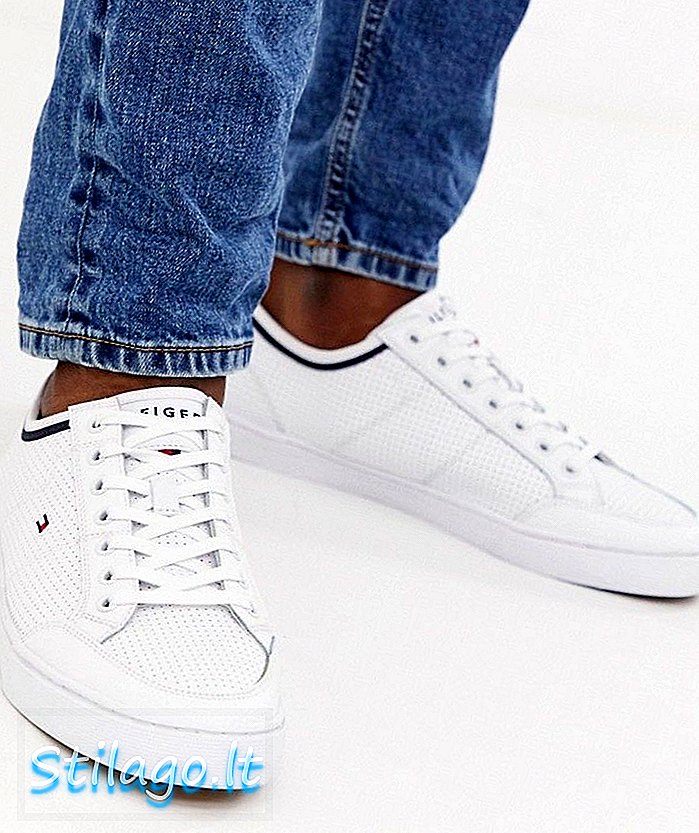 Sneaker Tommy Hilfiger in pelle con finiture a contrasto e suola con marchio in bianco