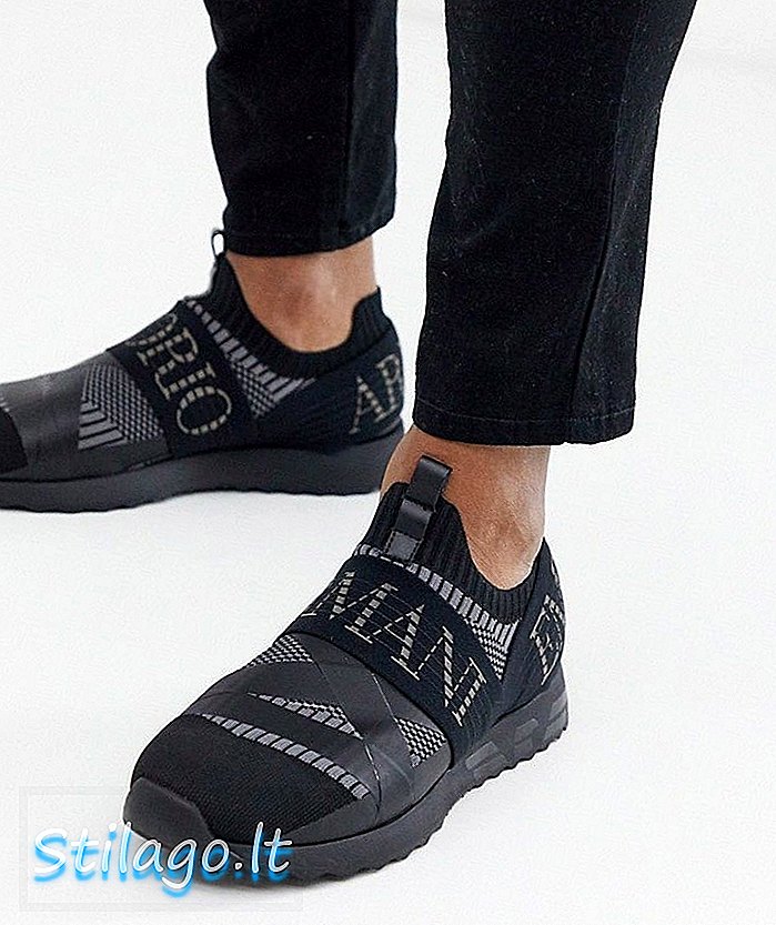 „Emporio Armani Arco“ juodų spalvų logotipų kojinių treniruokliai