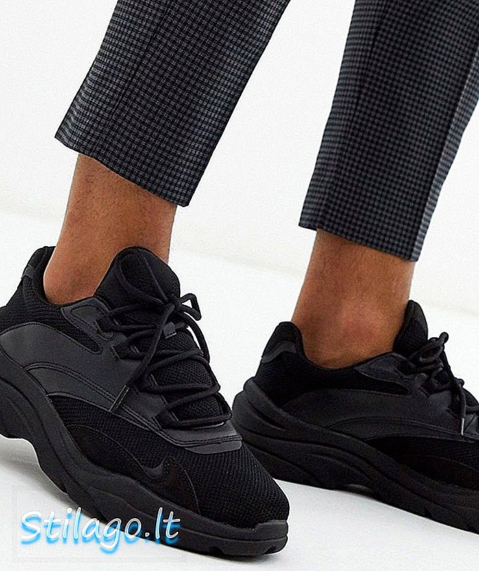 Sneaker Bershka con suola spessa con dettagli laterali in nero
